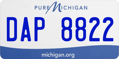 MI license plate DAP8822