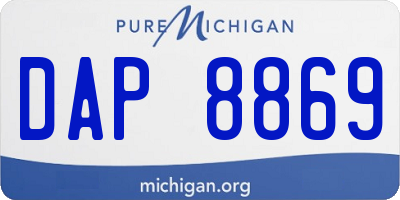 MI license plate DAP8869