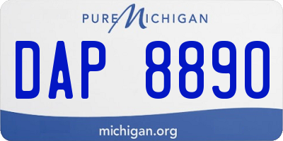 MI license plate DAP8890