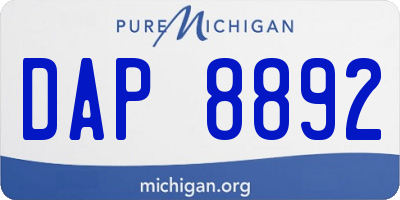 MI license plate DAP8892
