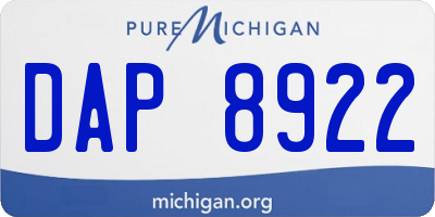 MI license plate DAP8922
