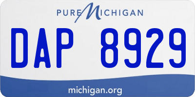 MI license plate DAP8929