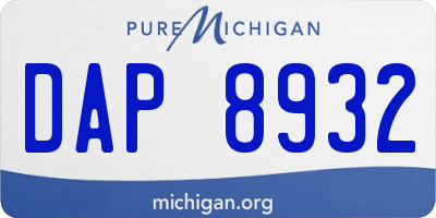 MI license plate DAP8932