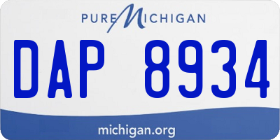 MI license plate DAP8934