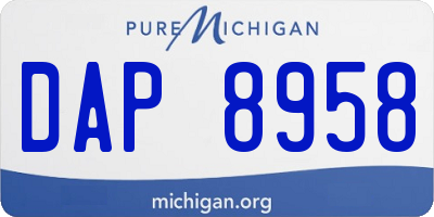 MI license plate DAP8958