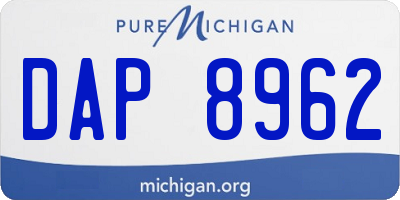 MI license plate DAP8962