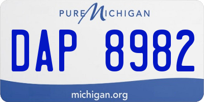 MI license plate DAP8982