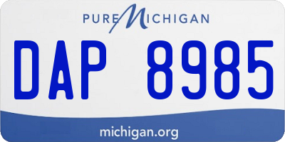 MI license plate DAP8985