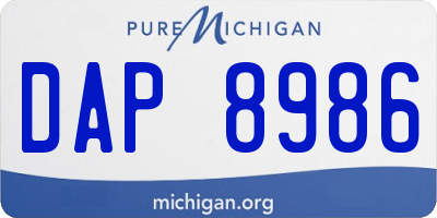 MI license plate DAP8986