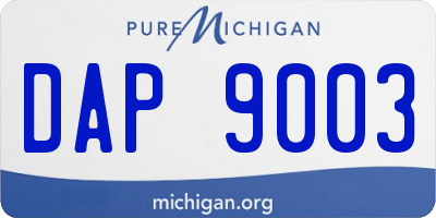 MI license plate DAP9003