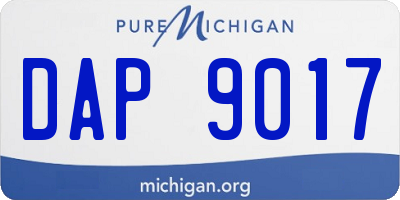 MI license plate DAP9017