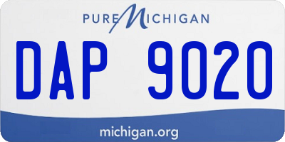 MI license plate DAP9020