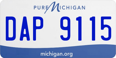 MI license plate DAP9115