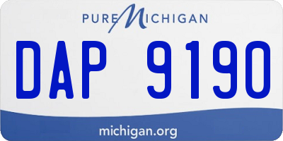 MI license plate DAP9190