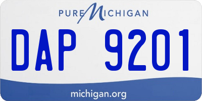 MI license plate DAP9201