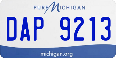 MI license plate DAP9213