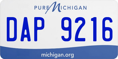 MI license plate DAP9216