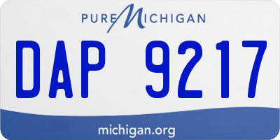 MI license plate DAP9217