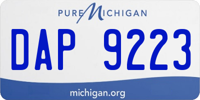 MI license plate DAP9223