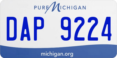 MI license plate DAP9224