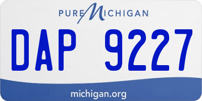 MI license plate DAP9227