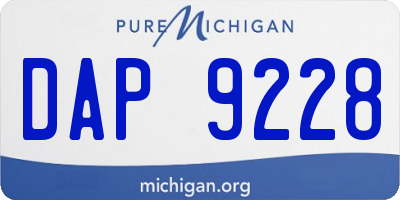 MI license plate DAP9228