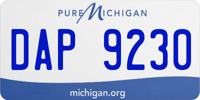 MI license plate DAP9230