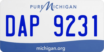 MI license plate DAP9231