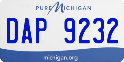 MI license plate DAP9232