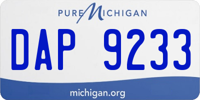 MI license plate DAP9233