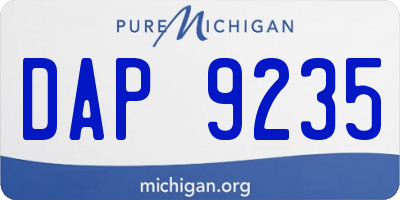 MI license plate DAP9235