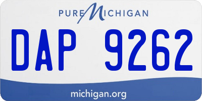MI license plate DAP9262