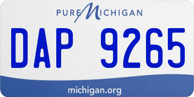MI license plate DAP9265