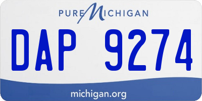 MI license plate DAP9274