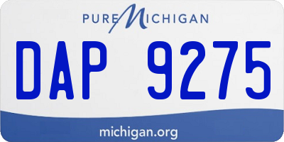 MI license plate DAP9275