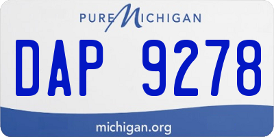 MI license plate DAP9278