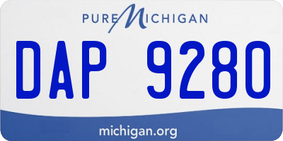 MI license plate DAP9280