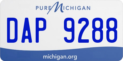 MI license plate DAP9288