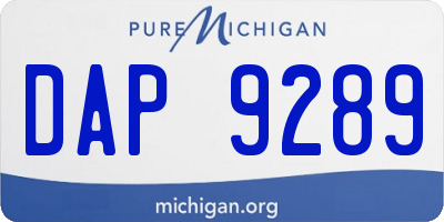 MI license plate DAP9289