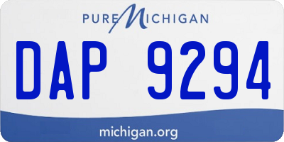 MI license plate DAP9294