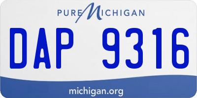 MI license plate DAP9316