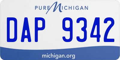 MI license plate DAP9342