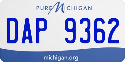 MI license plate DAP9362