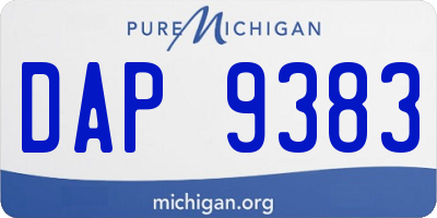 MI license plate DAP9383