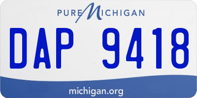 MI license plate DAP9418