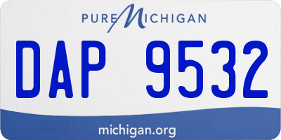 MI license plate DAP9532