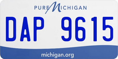 MI license plate DAP9615