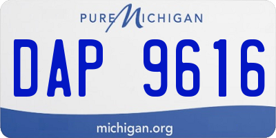 MI license plate DAP9616