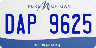 MI license plate DAP9625