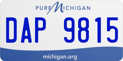 MI license plate DAP9815
